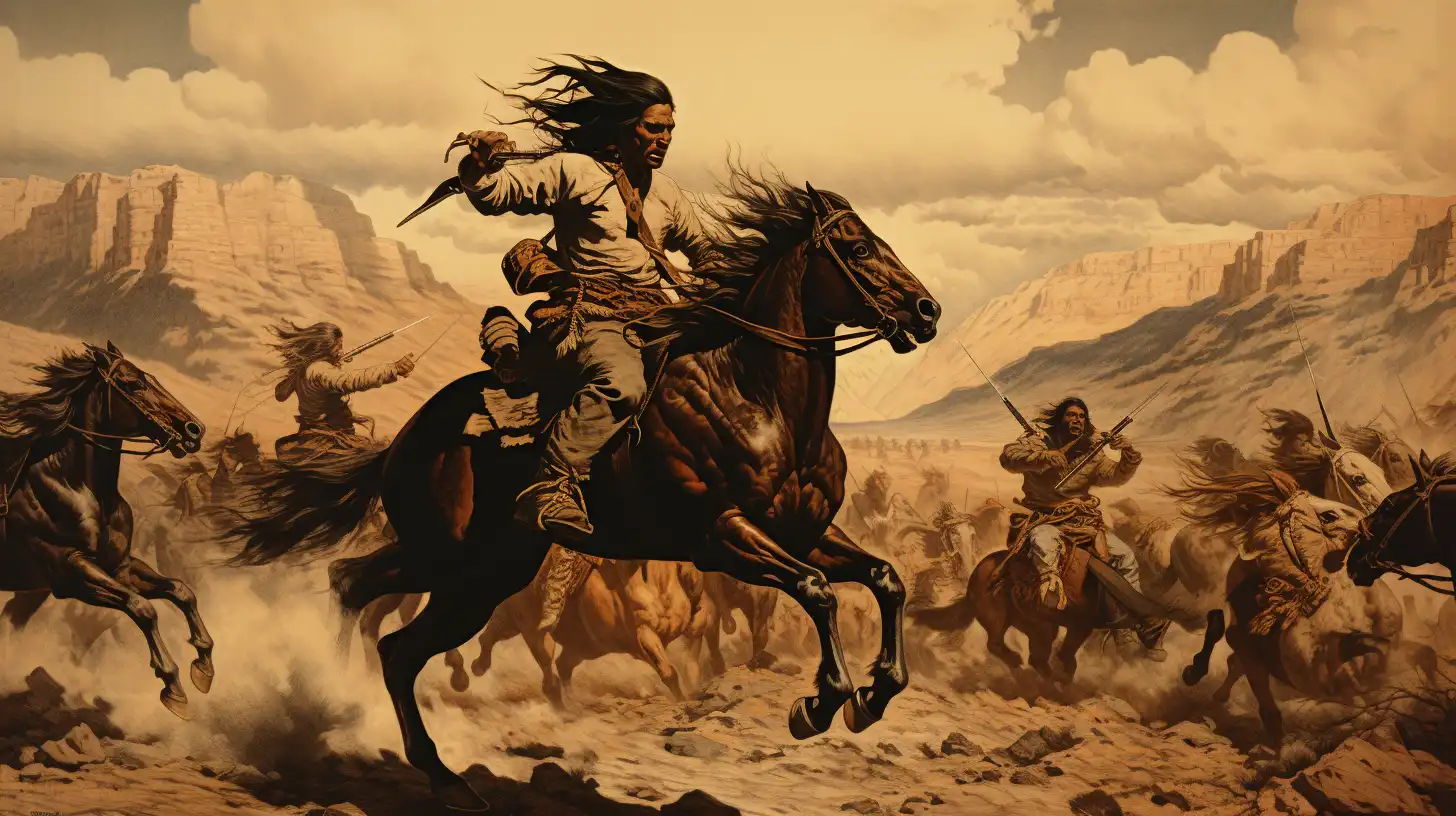 Native Americans Attacking Riders Of The Pony Express 1800