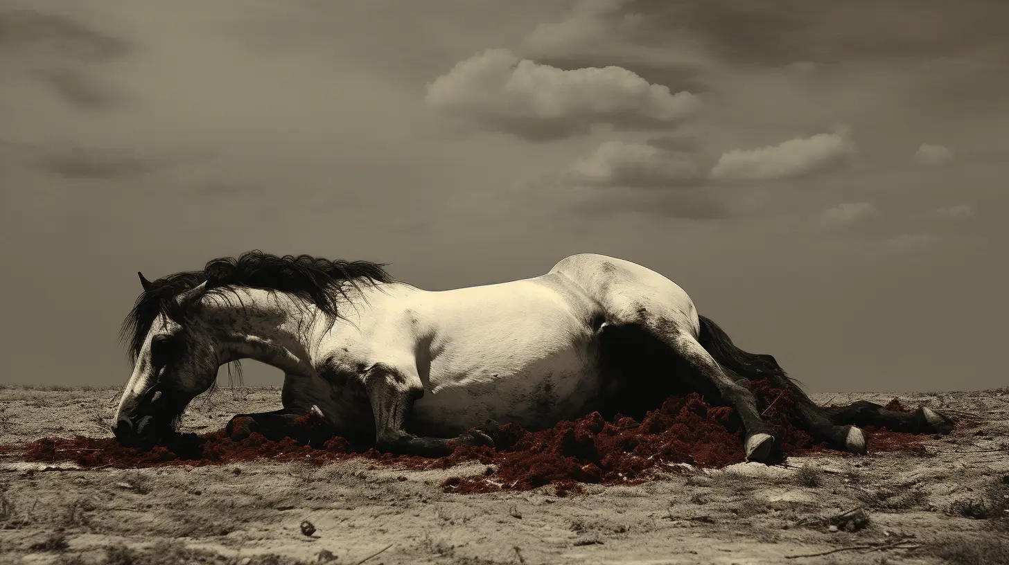 An Exhausted Horse Collasping On The Ground 1800s