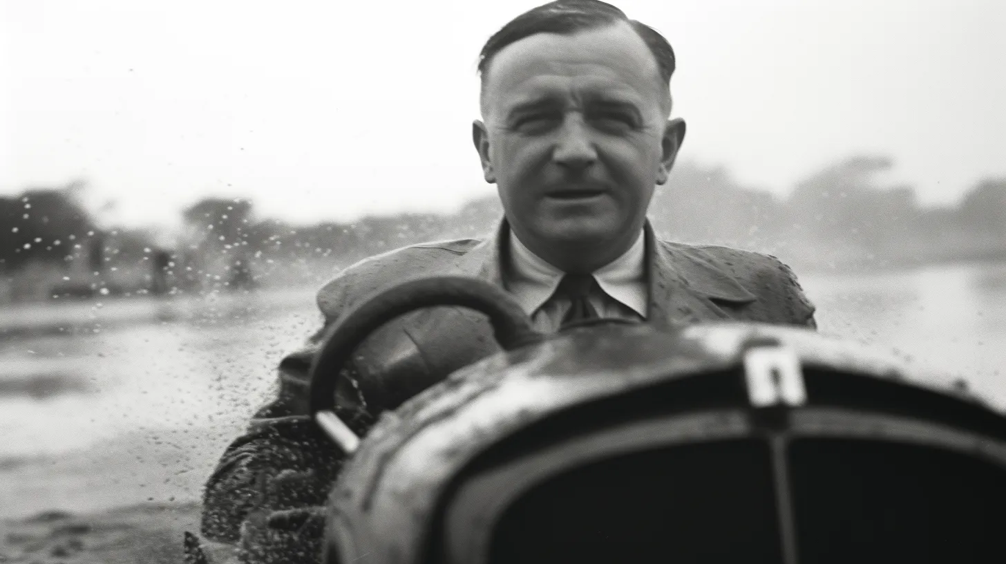 Racing A Car In A Vintage Black And White Film