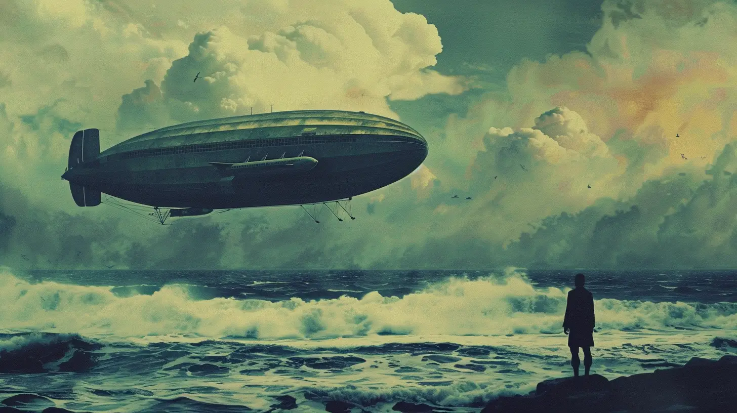 Airship Over The Pacific Ocean