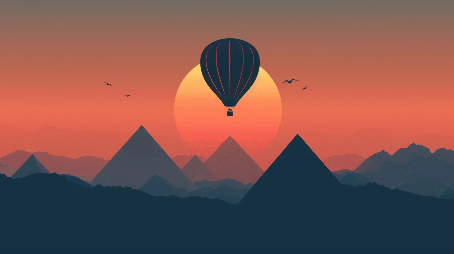 Hot Air Balloon Great Pyramids In Egypt