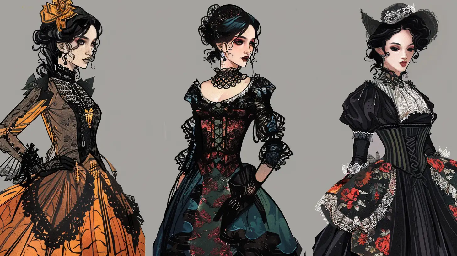 Dresses Lavishly Decorated With Gothic