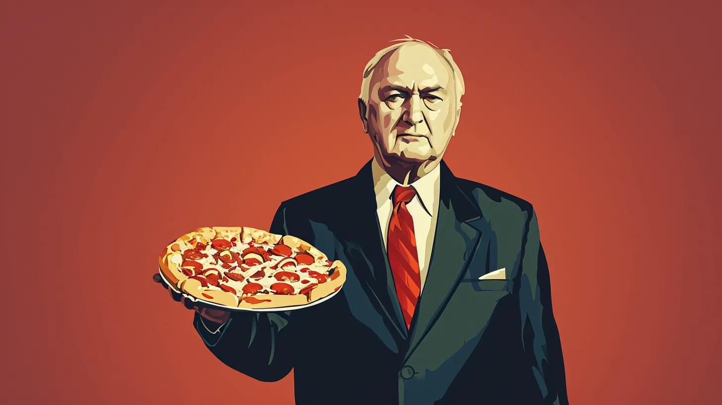 © History Oasis Mikhail Gorbachev Holding A Pizza