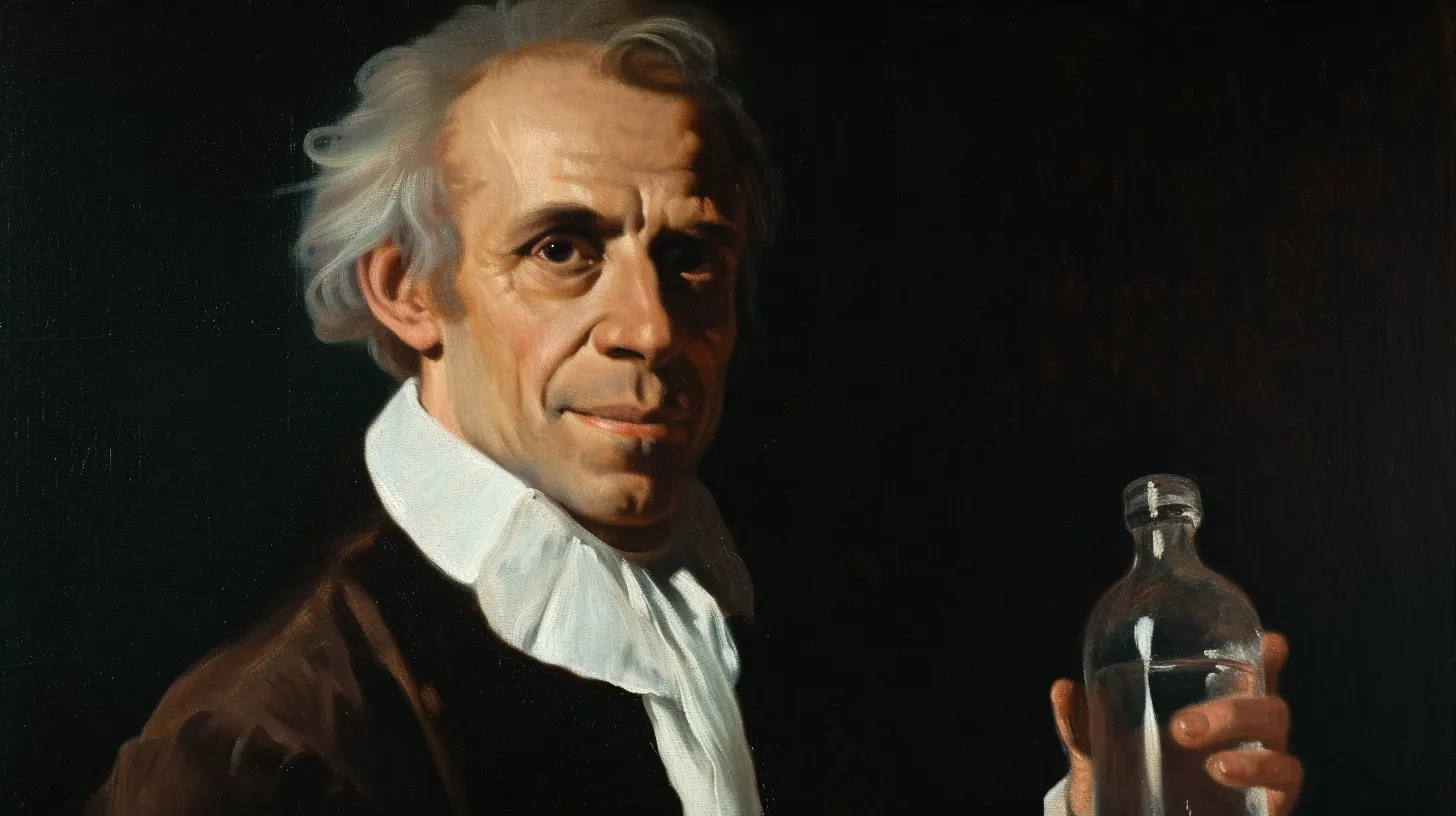 Jacob Schweppe Holding A Bottle Of Cabonated Water