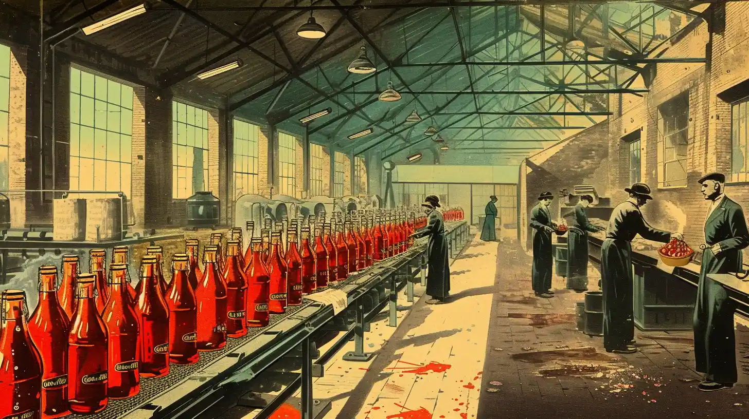 The Inside Of A Bottling Factory Of Coca Cola