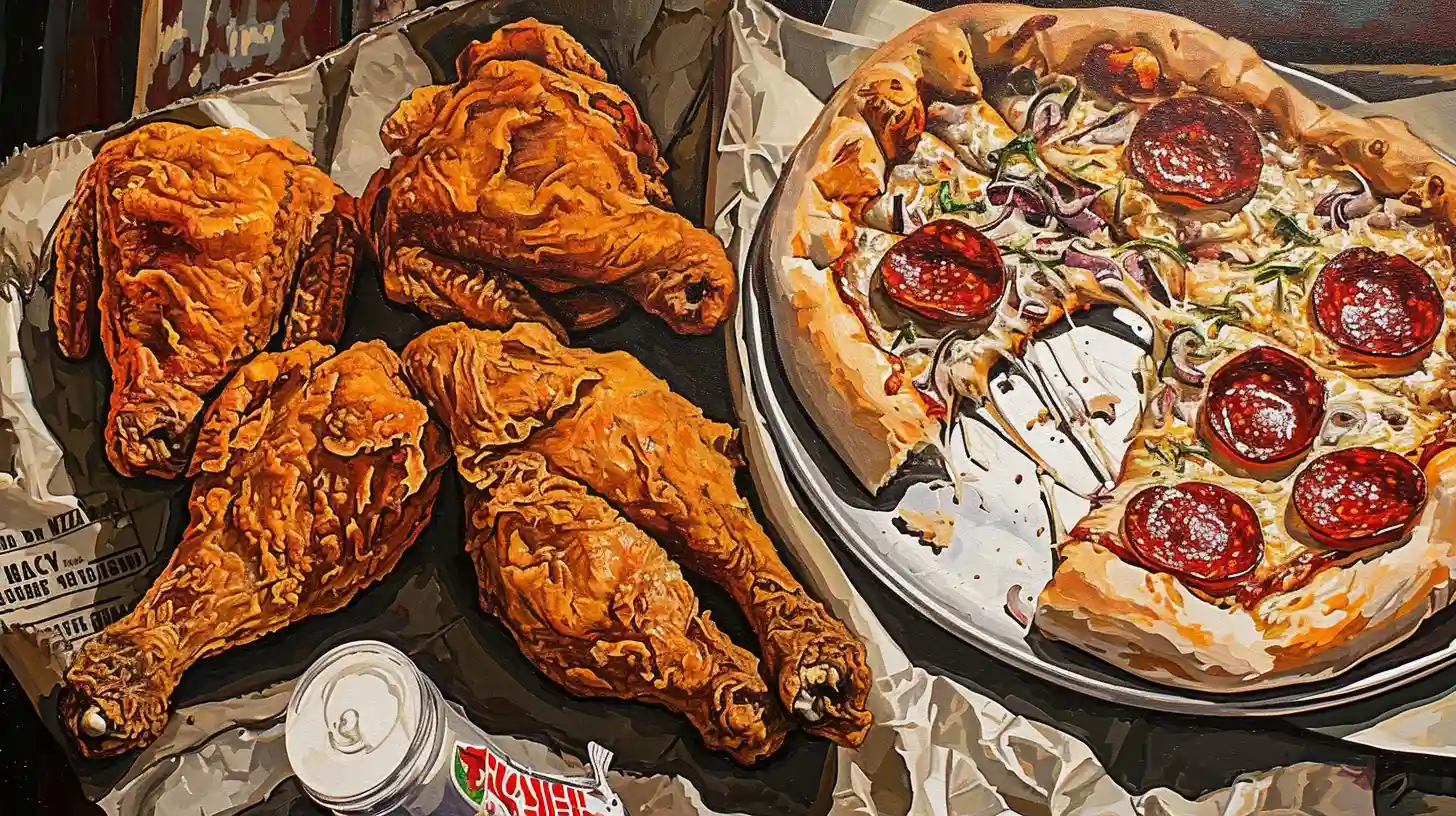 Fried Chicken And Pizza