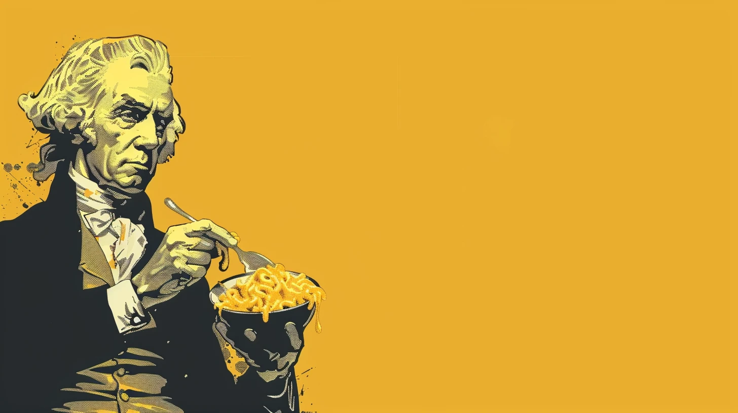 Thomas Jefferson Eating Mac And Cheese