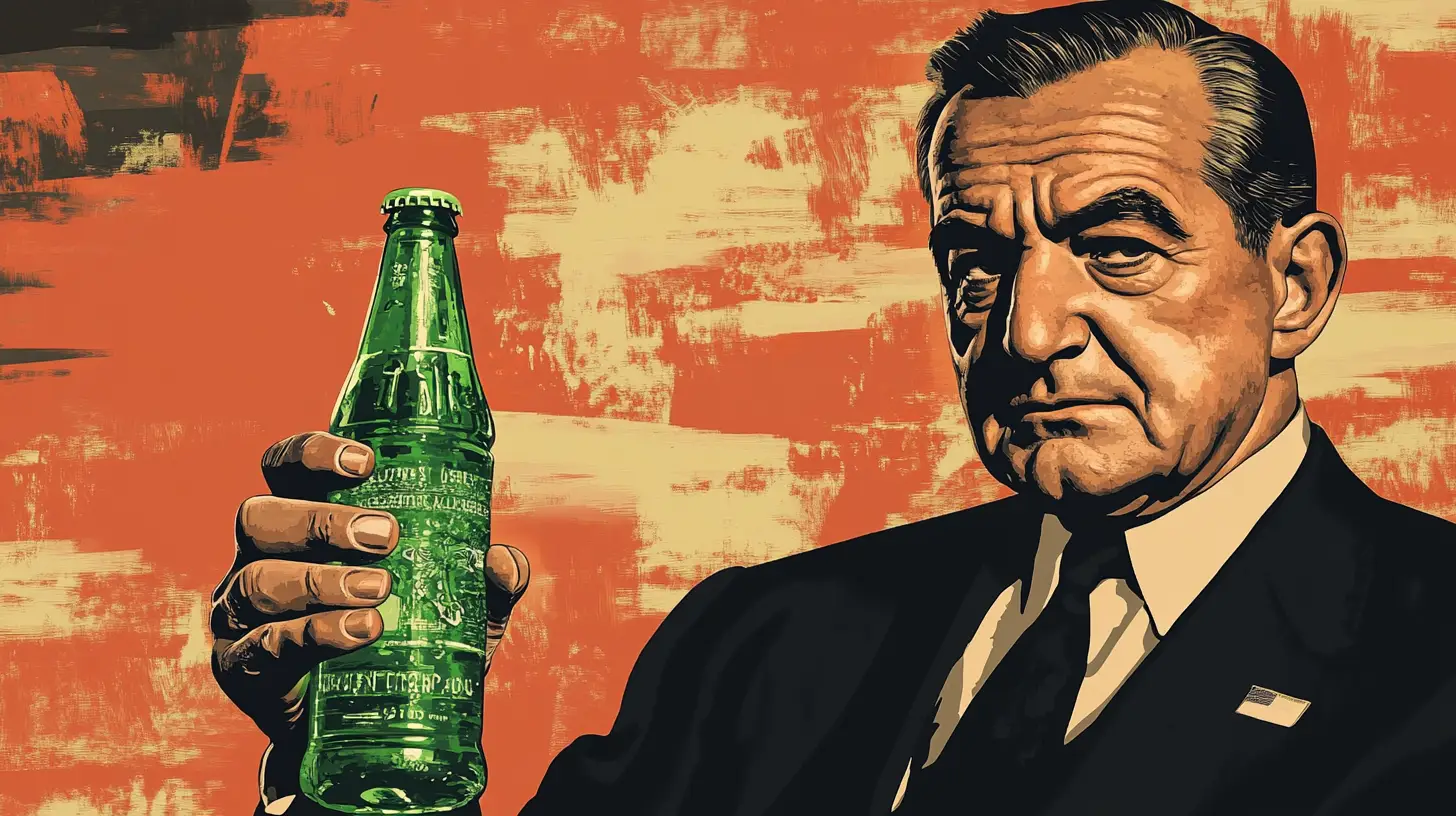 President Lyndon B. Johnson Holding A Bottle Of Fresca