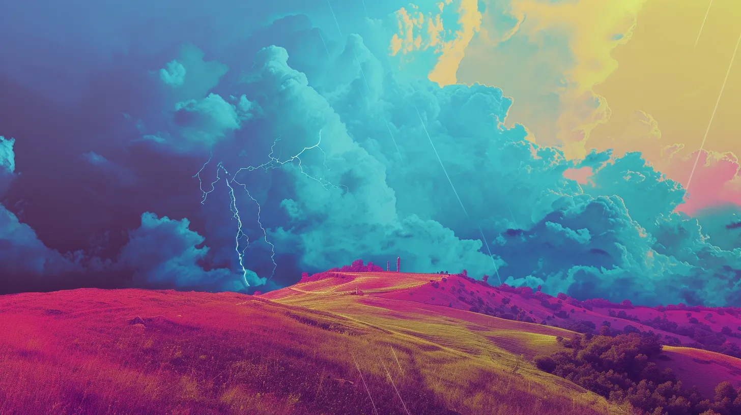 A Thunderstorm Hitting A Hilltop