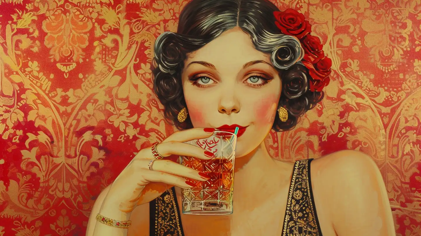 A Rich Woman Drinking Coca Cola
