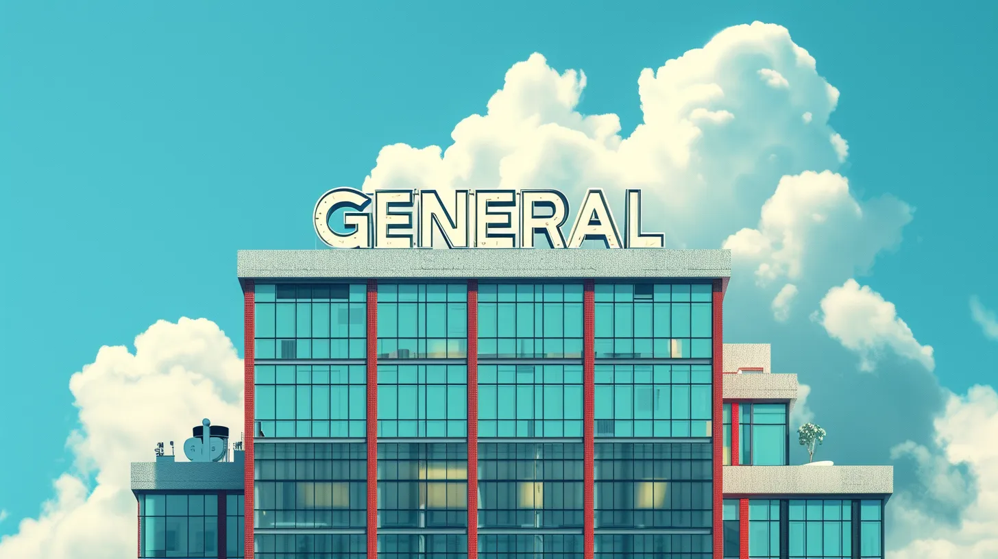 © History Oasis Large Corporate Building That Says GENERAL