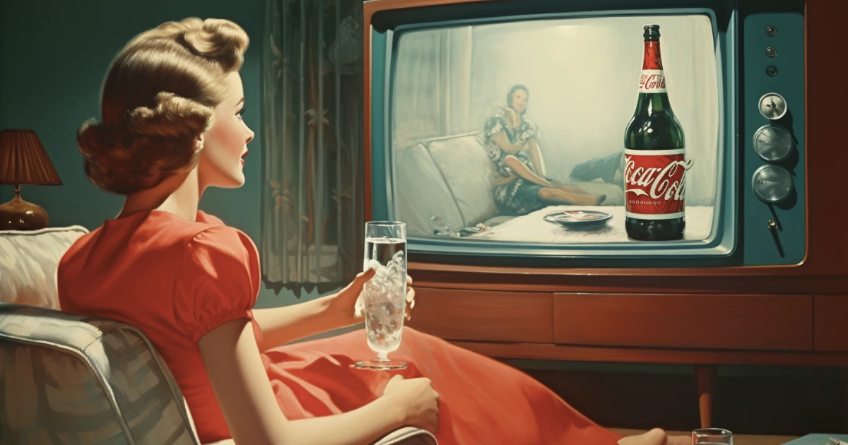 © History Oasis A Woman Watching A Coca Cola Comercial