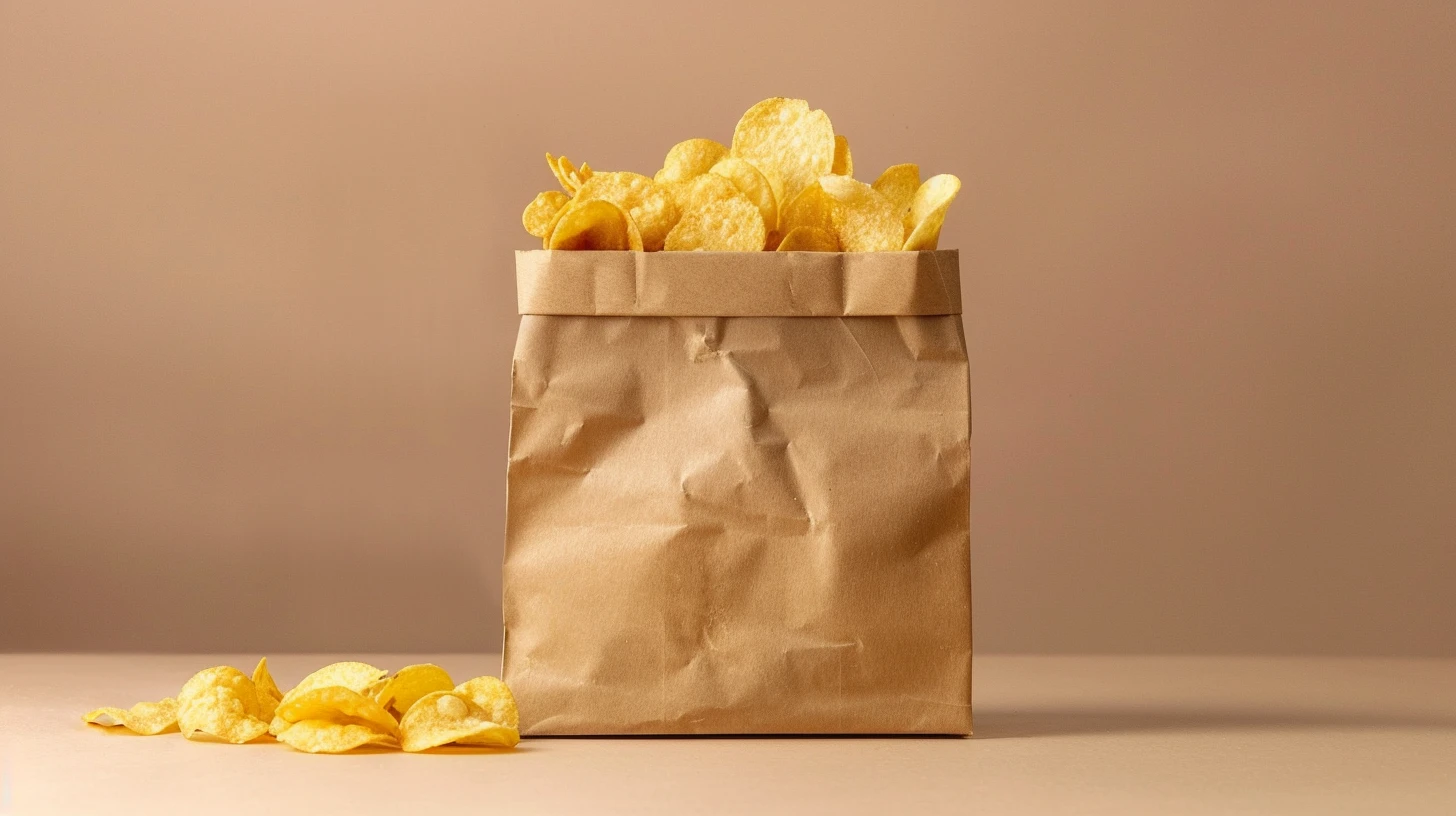 © History Oasis Hand Stapled Waxed Paper Bag Filled With Potato Chips