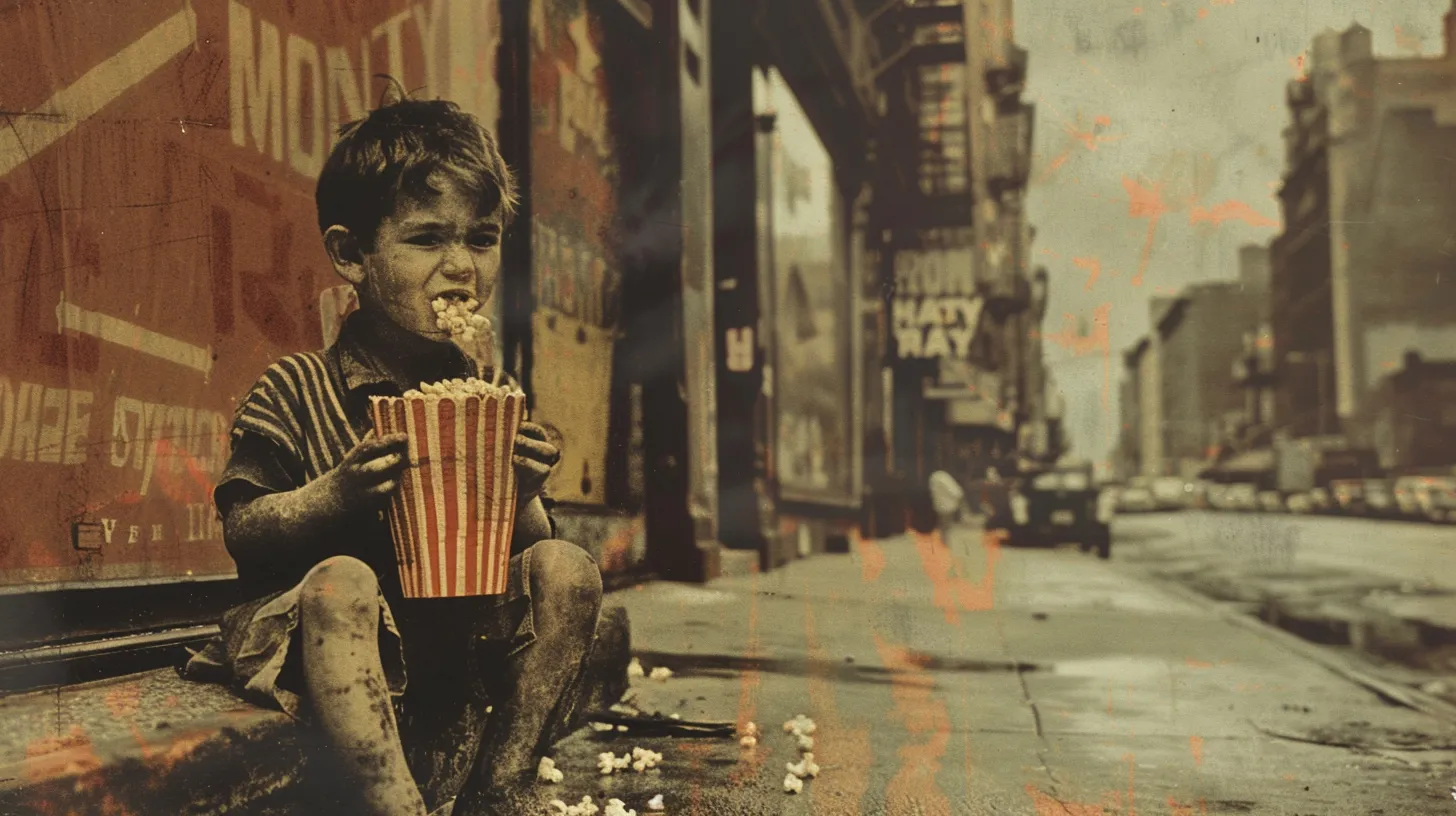 Poor Kid In The City Eating Popcorn 1920s