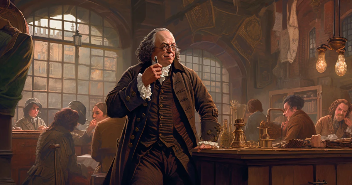 © History Oasis Benjamin Franklin In A Pub In London