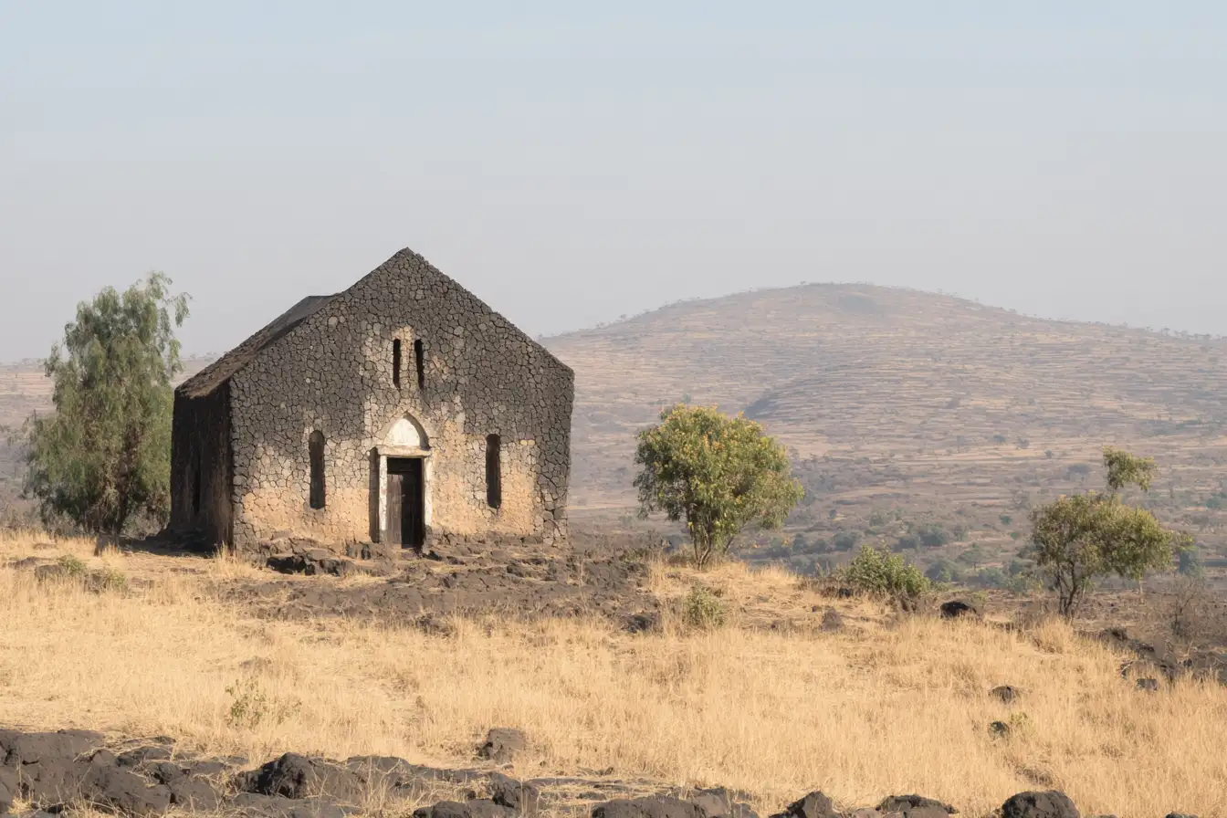 A Christian Church Carved Out Of Volcanic Rock