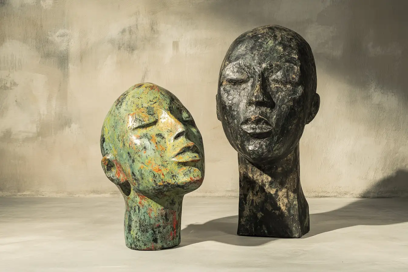 Lifelike Bronze Heads Africa 12th Century