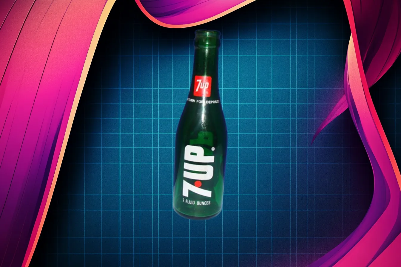 7 Up Bottle Vertical Logo With Red Dot