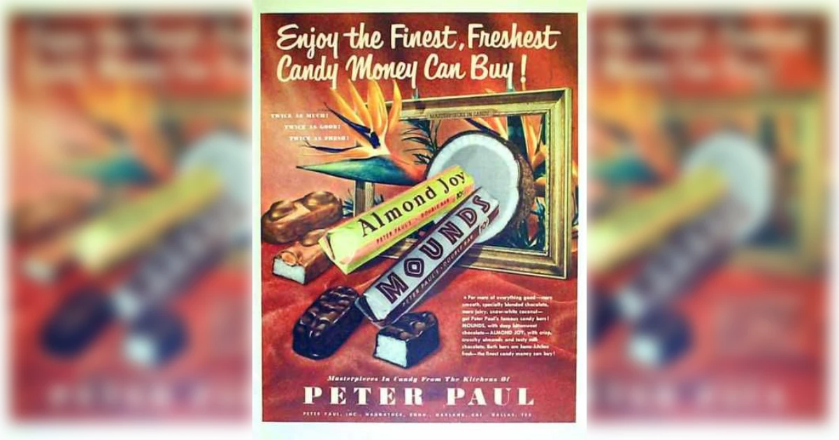 Peter Paul Almond Joy Mounds Vintage Ad