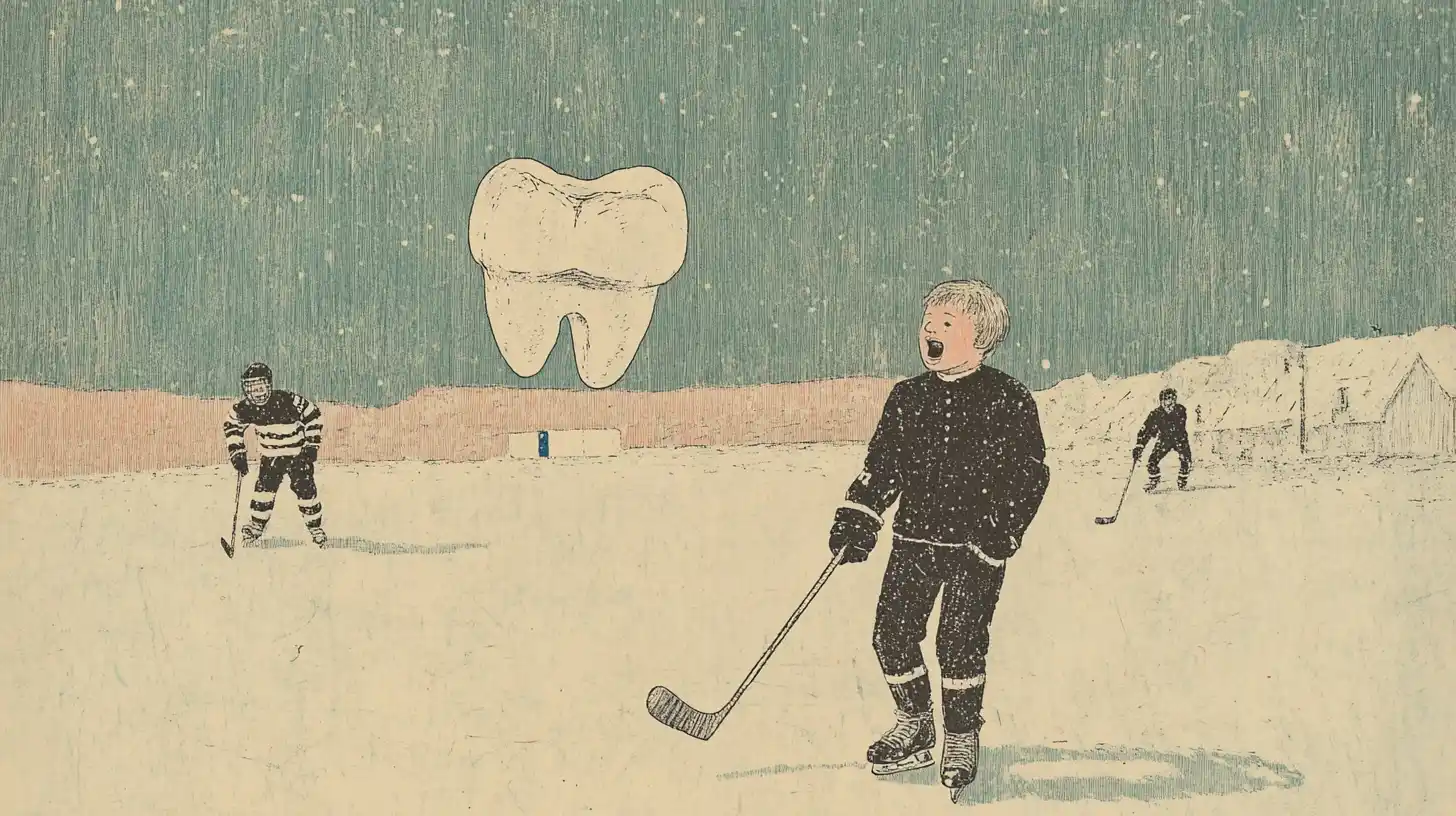 A hockey player losing a tooth / © History Oasis Spittn Chiclets