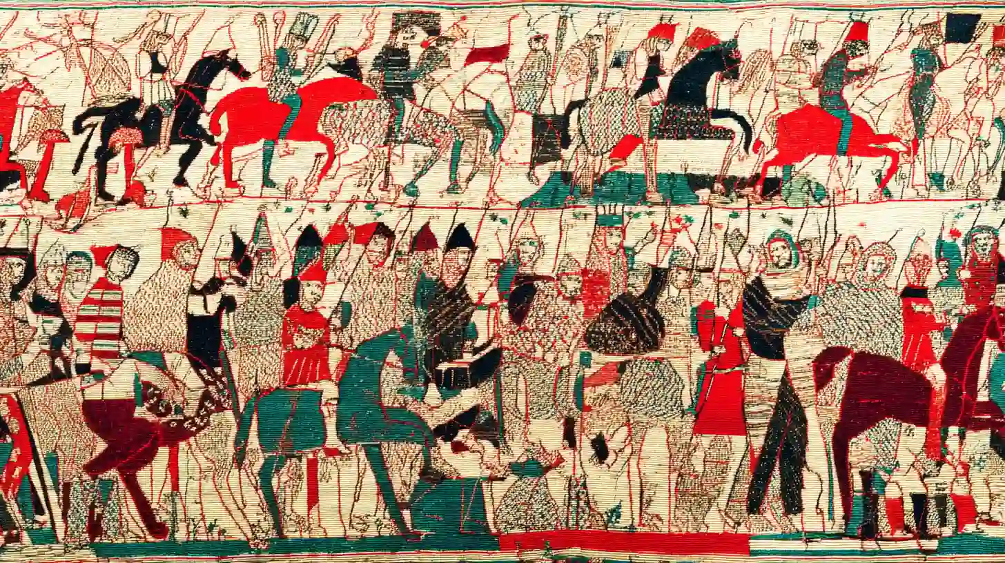 A fictional representation of the The Bayeux Tapestry / © History Oasis A Missing Section Of The The Bayeux Tapestry