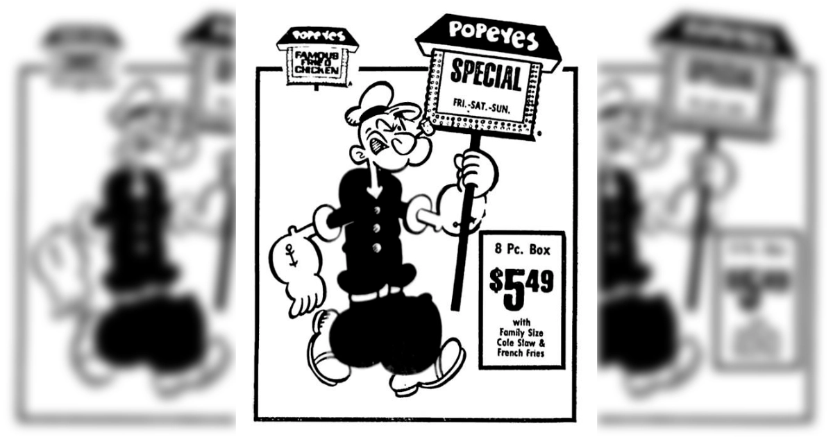 Popeyes POPEYE THE SAILOR Popeyes First Mascot